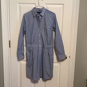 Blue and white striped dress